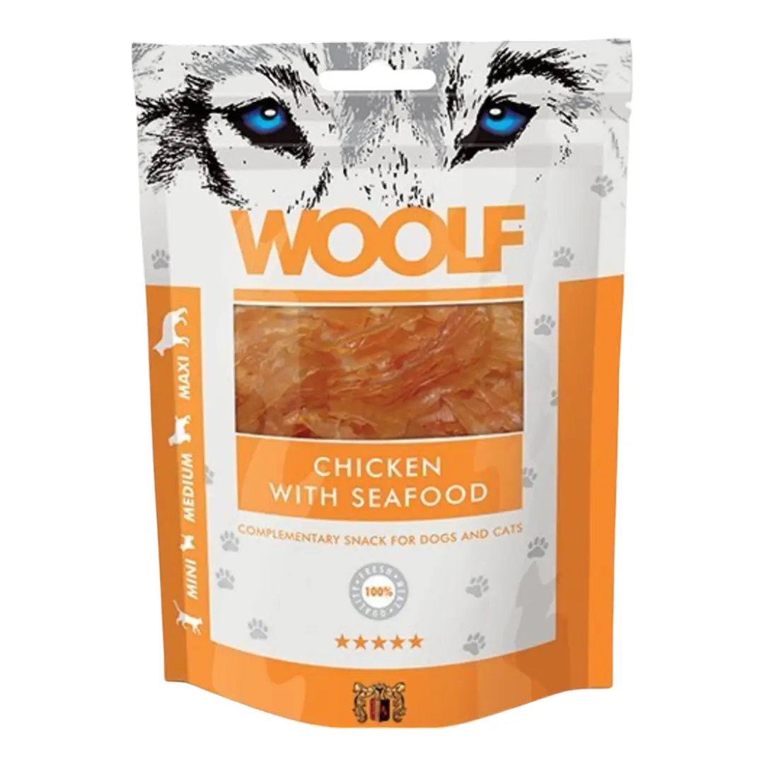 Woolf Hunde- og Kattesnack Kylling og Skaldyr Seafood